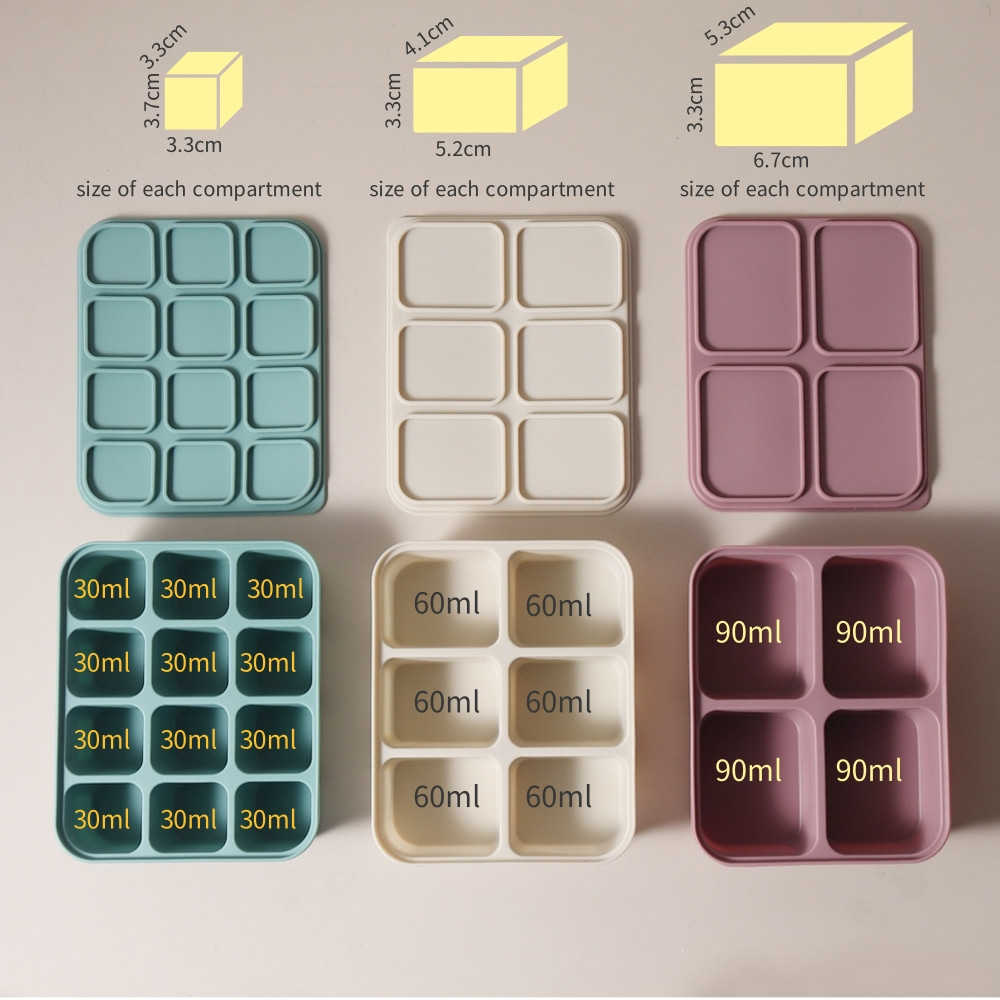 Baby Products Cream - Baby-Eiswürfelform aus Silikon mit Deckeln, flexible